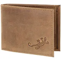 OXMOX Leder Geldbörse Leather RFID Protect Pocketbörse Lizard 2.0 Embossed Vintage Light Brown braun