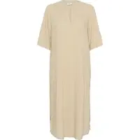 Kaffe Midikleid "Damen Kleid KAmilia", Damen, Gr. 34, N-Gr, beige (feather gray), Obermaterial: 70% Viskose CV. 30% Leinen LI., Kleider Midikleid
