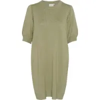 Kaffe Midikleid "Damen Kleid KAlizza", Damen, Gr. L, N-Gr, grün (oil grün), Obermaterial: 80% Viskose CV. 20% Nylon NY., Kleider Midikleid