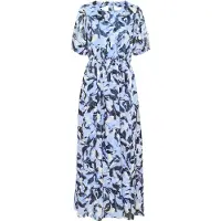 Kaffe Midikleid "Damen Kleid KAelina", Damen, Gr. 34, N-Gr, blau (blau flower print), Obermaterial: 100% Polyester PES., Kleider Midikleid