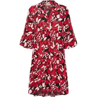 Kaffe Midikleid "Damen Kleid KAhera", Damen, Gr. 34, N-Gr, rot (true rot, pink graphic flower), Obermaterial: 100% Viskose LENZING ECOVERO CV LenzEcov., Kleider Midikleid