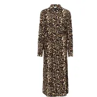 Kaffe Midikleid "Damen Kleid KAhannah", Damen, Gr. 34, N-Gr, beige (naturel leopard print), Obermaterial: 80% Viskose CV. 20% Polyamid PA., Kleider Midikleid