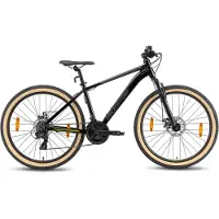 Bikestar Alu Mountainbike 26 Zoll | 21 Gang Hardtail Sport MTB 13 Zoll Rahmen Scheibenbremse Federgabel | Schwarz Grün