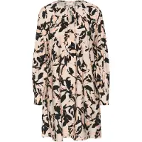 Kaffe Midikleid "Damen Kleid KApaco", Damen, Gr. 34, N-Gr, beige (beige, schwarz, peach blurry leaf), Obermaterial: 87% Viskose LENZING ECOVERO CV LenzEcov. 13% Nylon NY., Kleider Midikleid