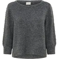 Kaffe Strickpullover "Damen Strickpullover KAbetty", Damen, Gr. L, grau (grau melange), Obermaterial: 53% Polyester PES. 39% Polyacryl PAN. 5% Wolle mw. 3% Elasthan EL., Pullover Strickpullover
