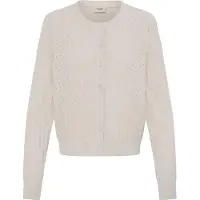 Fransa Strickjacke "Damen Langarm FRVANESSA", Damen, Gr. L, beige (oatmeal melange), Obermaterial: 100% Baumwolle CO., Strickjacken Strickjacke