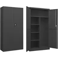 Décoshop26 - Büroschrank mit 4 Einlegeböden 90 x 40 x 180 cm anthrazitfarbener Stahl DEC024486 DEC024486
