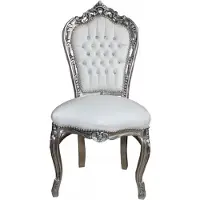 Casa Padrino Barock Esszimmer Stuhl Weiß/Silber mit Bling Bling Glitzersteinen - Möbel