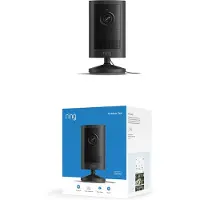 Ring Outdoor Camera 2K, Außenkamera, Netzstecker (este Gen.), Einfache Installation, Weitwinkel-Retinal-Video in 2K, bis zu 6-fach verbesserter Zoom und Nachtsicht, Schwarz
