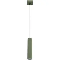 Licht-Erlebnisse Hängelampe Aluminium B: 8 cm H: max. 118 cm Olivgrün GU10 Modern Pendelleuchte