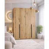 AX Living Omodeo Kleiderschrank 170 breit – Artisan-Eiche mit WingLine-Falttüren