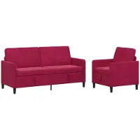 vidaXL Sofa Set mit Stauraum 2 stk. Weinrot Polyester