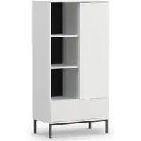 AX Living REGAL Queba 1T 1S Weiß 70/140/41 cm – weißes Regal mit Schublade