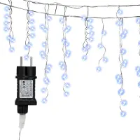 Jayseuw 10M LED Eisregen Lichterkette Innen Lichtervorhang 400 LEDs Eiszapfen Weihnachtsbeleuchtung 8 ModiWeihnachtsdeko Party Garten Kaltweiß
