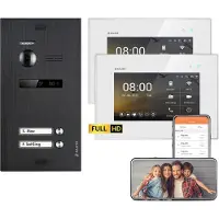 Balter EVO HD WiFi Unterputz Schwarz 2-Draht 2x 7" Weiß Video Türsprechanlage Set 2 Familienhaus