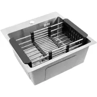 REA Edelstahlspüle Leo 40 + 3 Graue Accessoires Brush Nickel