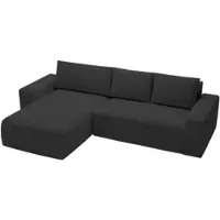 GRAINGOLD Ecksofa L-Form Tazones Links - Ecksofa mit Schlaffunktion, Bettkasten - Moderne Ecksofa, Wohnzimmer Sofa - Eckcouch Schwarz (Komodo 23)