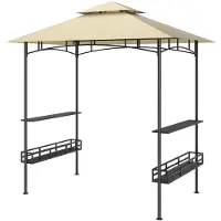 BellaFurn Grillpavillon – Grillzelt im Freien | Farbe: Braun | Abmessungen: 150x240x257 cm