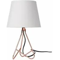 Licht-Erlebnisse Tischleuchte Stoff Weiß Metall Kupfer E14 H:30 cm Nachttischlampe Schlafzimmer