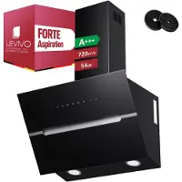 Levivo A+++ Kopffreie Dunstabzugshaube 60cm Umluft & Abluft mit 720 m³/h Luftleistung, Abzugshaube mit 2 Aktivkohlefiltern, 1 Fettfilter, 3 Stufen