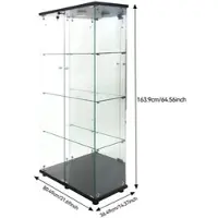 PXloue 4 Lagen Vitrine mit Glastrennwand&LED-Glasvitrine 80x36x164cm Weiß