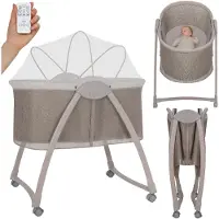 Lionelo Gaya Elektrische Babywiege mit Schaukelfunktion, Vibration, Fernbedienung und Matratze, bis 9 kg - Beige Latte