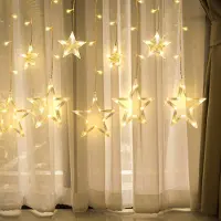 Yakimz 138 LED Lichterkette Sterne Weihnachtsbeleuchtung Sternenvorhang mit 12 Sternen mit 8 Modi und Memory-Funktion
