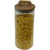 Bavary Vorratsdose aus Borosilikatglas XL, 1,6 l mit luftdichtem Holzdeckel
