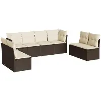 vidaXL 8-tlg. Garten-Sofagarnitur mit Kissen Braun Poly Rattan