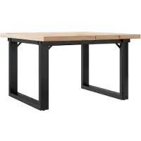 vidaXL Couchtisch O-Gestell 70x70x40,5cm Massivholz Kiefer & Stahl