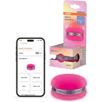 Osram Smart Macaron, Bluetooth-Lautsprecher mit Dreh-Farblicht, Musik-Sync & App-Timer – 3 Modi, Stereo-Pairing, Pink