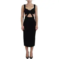 Dolce&Gabbana Ausschnitt Midi Kleid Schwarzes Ärmelloses Kleid