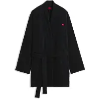 HUGO Morgenmantel "TERRY GOWN" Gr. L, schwarz (schwarz 001), L, Obermaterial: 100% Baumwolle, Hausmäntel, Morgenmantel, aus Baumwoll-Terry mit Herz-Stickerei