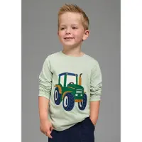 Kidsworld Langarmshirt "Shirt mit großer Traktor Frottee-Applikation" Traktor-Applikation,hüftlange Basic-Passform, Langarm, modischer Stil