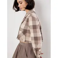 Apricot Hemdbluse "Cropped-Hemd" mit verdeckter Knopfliste