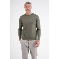 Lerros Langarmshirt "Leichtes Baumwoll-Longsleeve-Shirt mit bequemem Rundkragen", Herren, Gr. M, grün (nordic olive), 100% Baumwolle, Rundhals, Shirts Langarmshirt