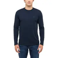 Mustang Langarmshirt "Herren Style Asheville", Herren, Gr. L, blau (navy), Jersey, 100% Baumwolle, Rundhals, Shirts Langarmshirt