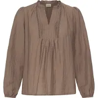 Fransa Langarmbluse "Damen Langarm FRGIDA", Damen, Gr. L, braun (driftwood), Obermaterial: 80% Viskose CV. 20% Polyamid PA., Blusen Langarmbluse