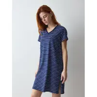 Triumph Nachthemd "Nightdresses NDK 08 X", Damen, Gr. 42, N-Gr, Kurzarm, Jersey, blau (blau, schwarz combination), Jersey, Obermaterial: 100% Baumwolle, Kleider Nachthemd, weich und atmungsaktiv