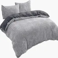 Leonado vicenti Teddyplüsch Bettwäsche Set 155x220 cm Grau Cord Optik mit Reißverschluss Wendeseite