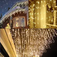 SWANEW 10m 400 LED Eisregen Lichterketten Eiszapfen Weihnachtslichterkette Lampenkette lichtvorhang Party Warmweiß