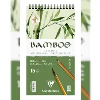 Clairefontaine 2x Bamboo, Spiralblock mit 15 Blatt Bambuspapier, 13,5x25 cm, 250g - 975923C