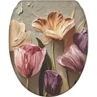 Sanilo WC-Sitz mit Absenkautomatik und Schnellverschluss Tulpen, Toilettendeckel direkt vom Hersteller, Klodeckel, Klobrille, WC Deckel, WC Brille