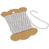 Markenlos Dekogarn Bastelschnur Kordel aus Baumwolle für Geschenkverpackungen und Adventskalender (10 m x 2 mm) in Grau/Weiß
