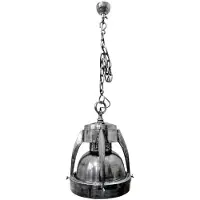 Casa Padrino Industrial Stil Hängeleuchte Silber Ø 39 x H. 56 cm - Metall Pendelleuchte mit Schutzkorb
