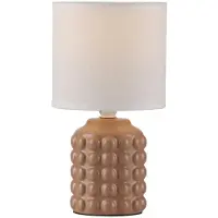 JUST LIGHT LED Tischlampe BLOOP Textilschirm weiß 26cm braun Wohnzimmer, Esszimmer, Küche, Flur, Büro