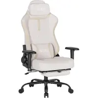 Woltu Gaming Stuhl,Gamer Stuhl mit 2D verstellbaren Armlehnen, Ergonomisch mit Lendenkissen : Cremweiß Farbe: Cremweiß