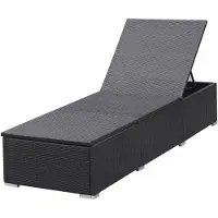 vidaXL Sonnenliege mit Auflage Poly Rattan Schwarz