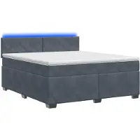 Syfax Boxspringbett mit Matratze und LED Dunkelgrau 180 x 200 cm Samt