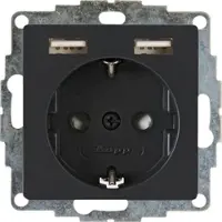 Enzo 296215003 HK07 - Unterputz-Schutzkontakt-Steckdose mit 2 USB-Ladebuchsen, Farbe: anthrazit